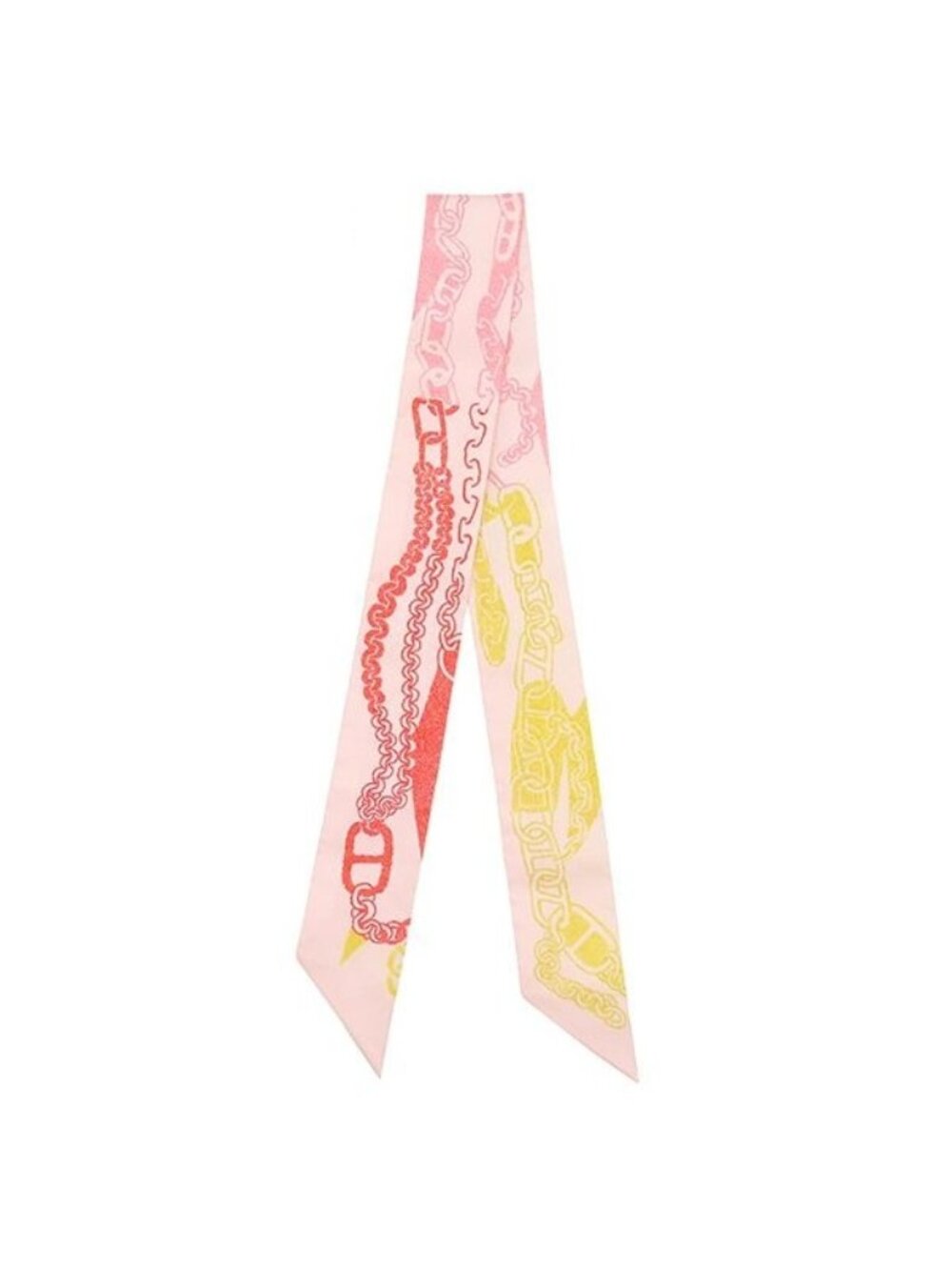 Hermes Scarf Twilly Silk Rose Narkle Red Yellow Boucle